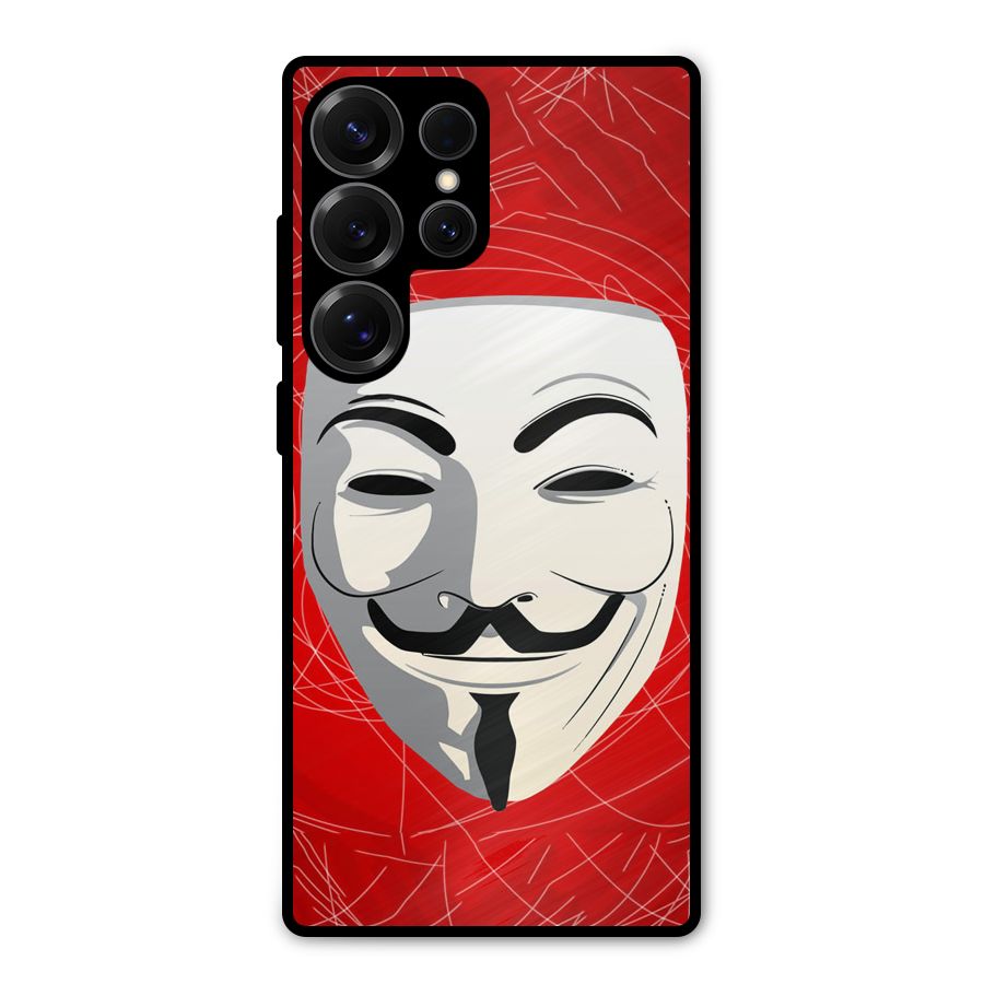 Anonymous Mask Abstract Metal Back Case for Galaxy S25 Ultra