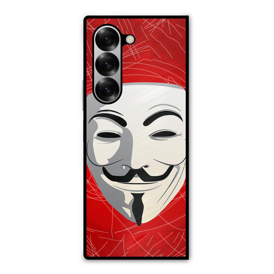 Anonymous Mask Abstract Metal Back Case for Galaxy Z Fold6
