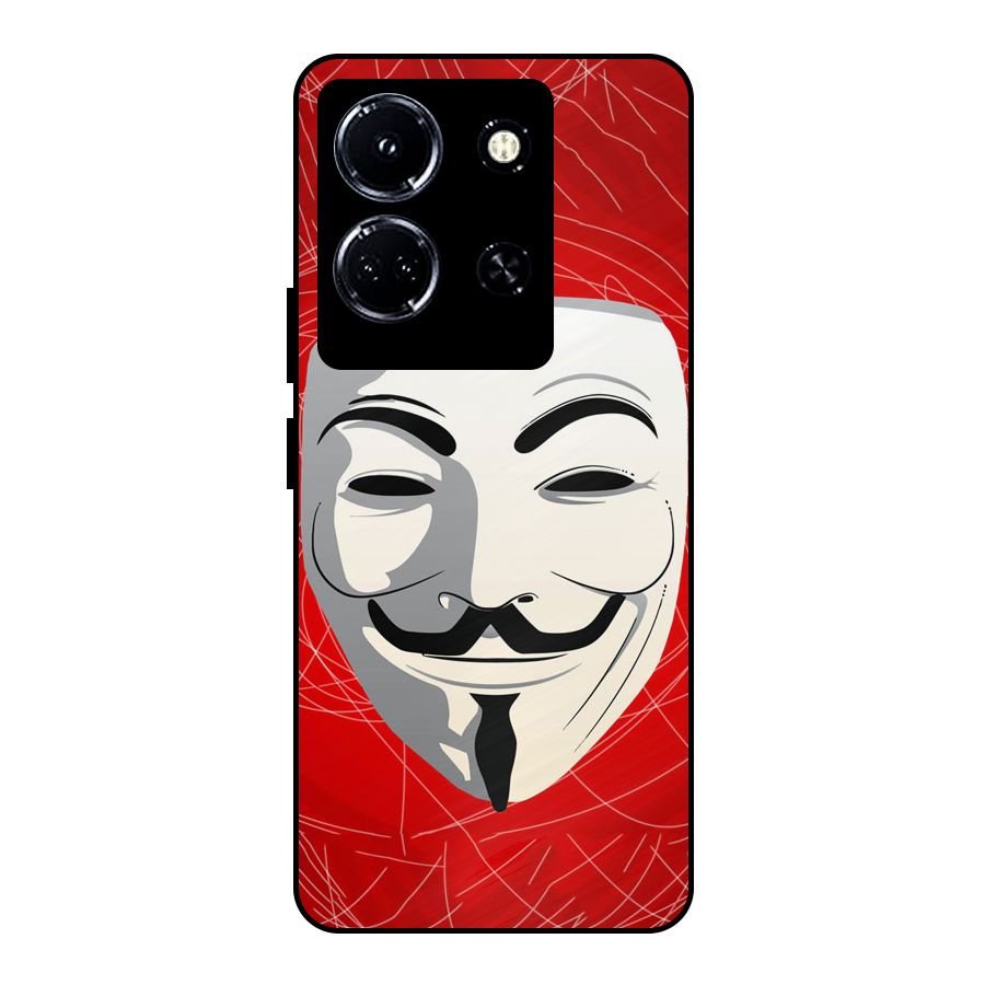 Anonymous Mask Abstract Metal Back Case for Infinix Note 30 5G