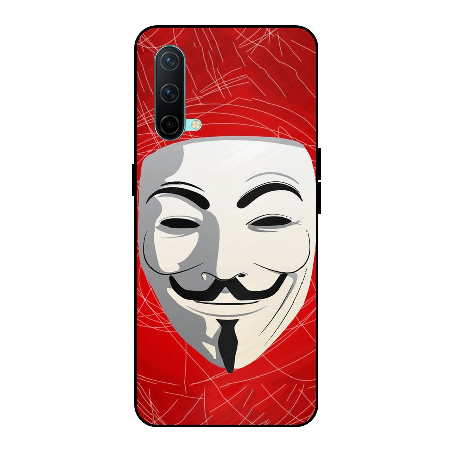 Anonymous Mask Abstract Metal Back Case for OnePlus Nord CE 5G