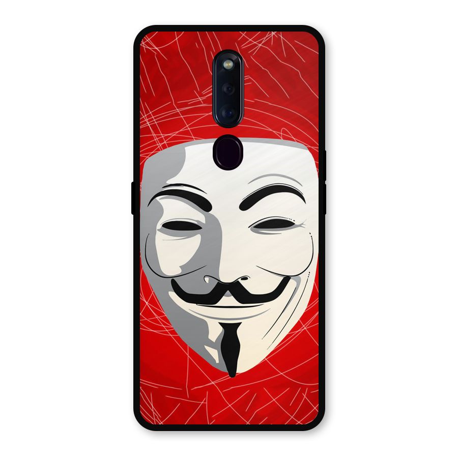 Anonymous Mask Abstract Metal Back Case for Oppo F11 Pro