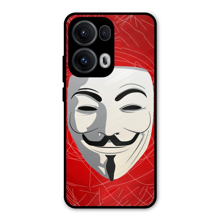 Anonymous Mask Abstract Metal Back Case for Oppo Reno13 Pro