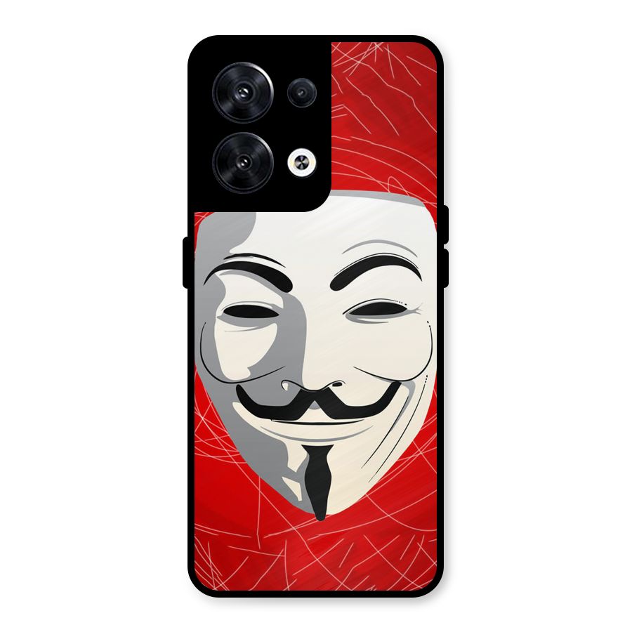 Anonymous Mask Abstract Metal Back Case for Oppo Reno8 5G