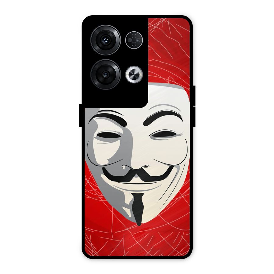 Anonymous Mask Abstract Metal Back Case for Oppo Reno8 Pro 5G