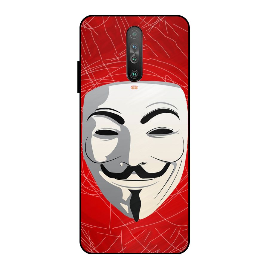 Anonymous Mask Abstract Metal Back Case for Poco X2