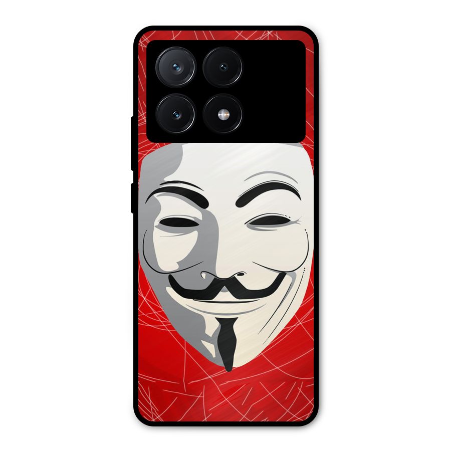Anonymous Mask Abstract Metal Back Case for Poco X6 Pro