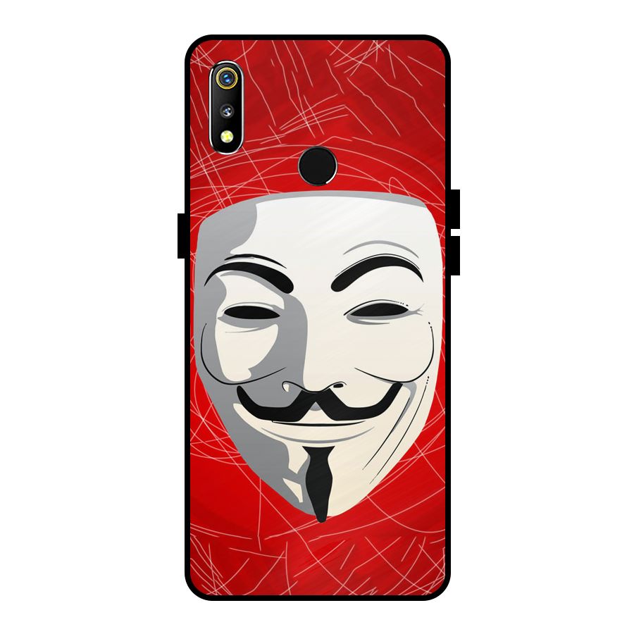 Anonymous Mask Abstract Metal Back Case for Realme 3i
