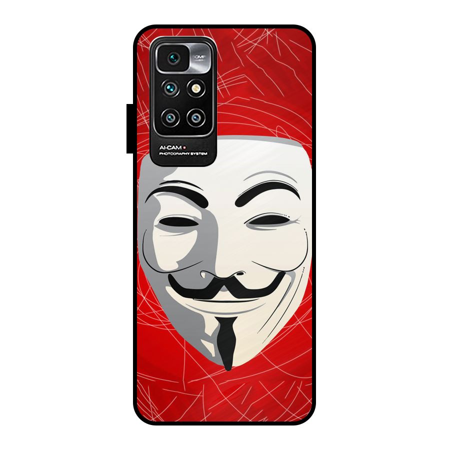 Anonymous Mask Abstract Metal Back Case for Redmi 10 Prime