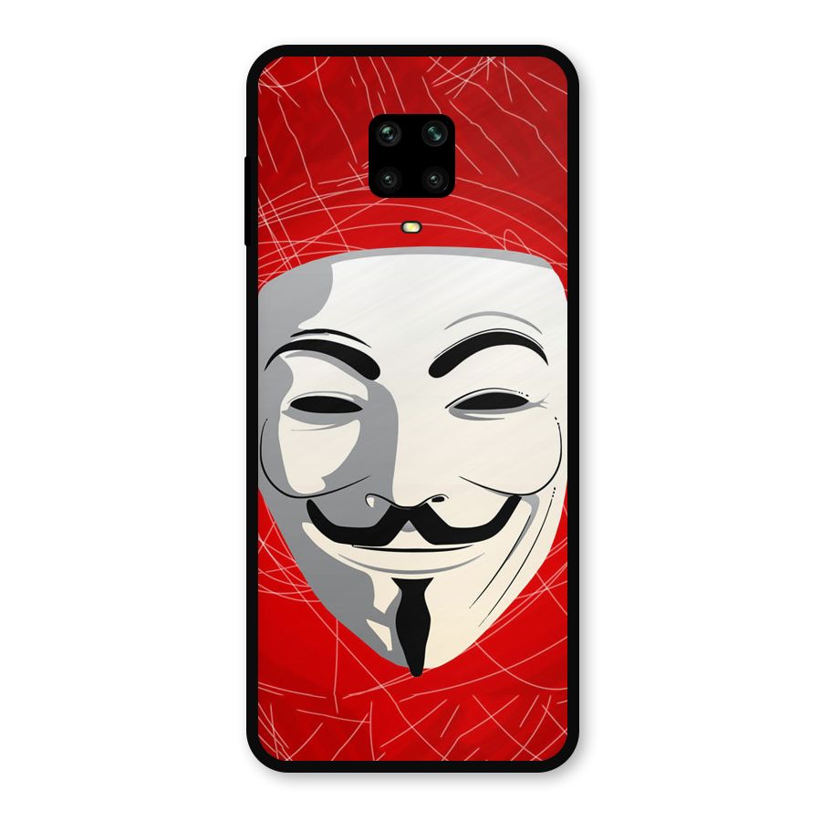 Anonymous Mask Abstract Metal Back Case for Redmi Note 9 Pro Max