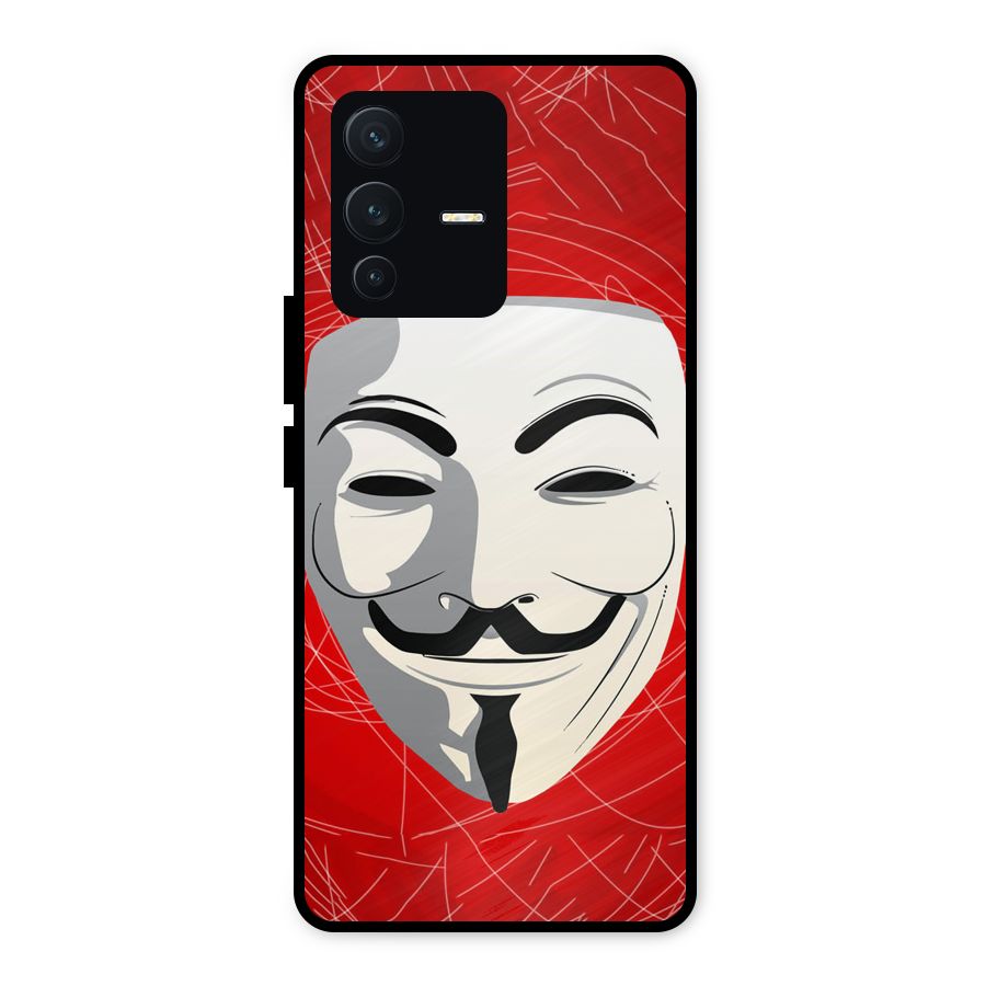 Anonymous Mask Abstract Metal Back Case for Vivo V23 5G