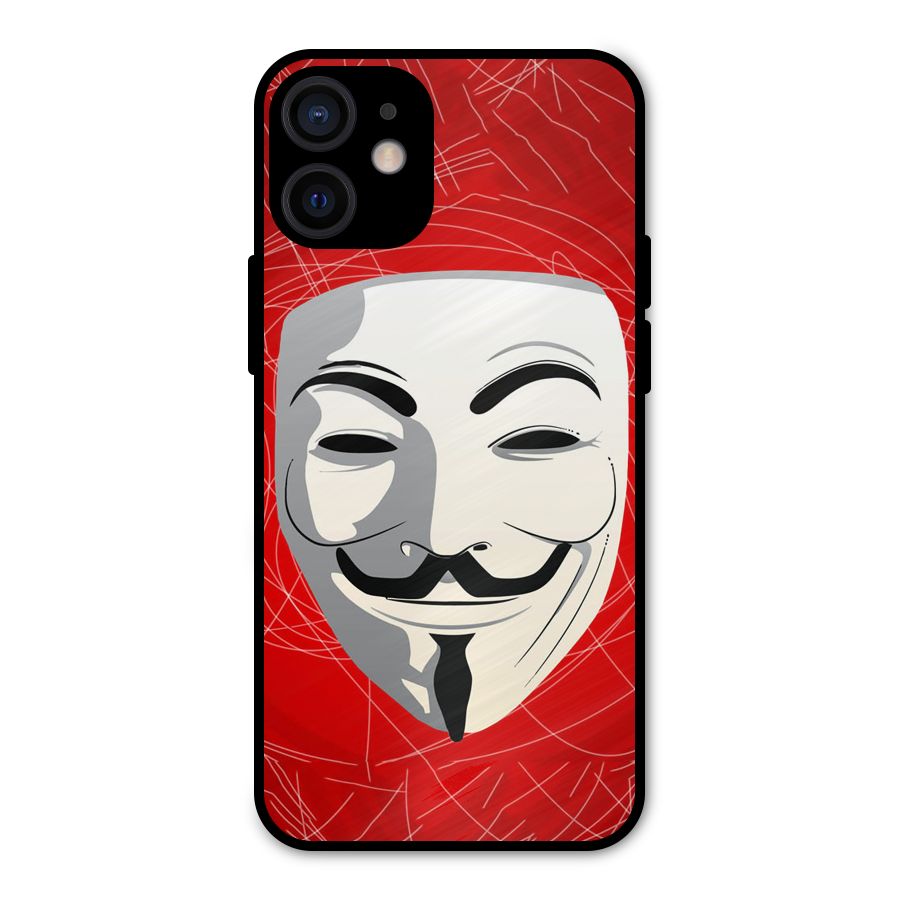 Anonymous Mask Abstract Metal Back Case for iPhone 12 Mini
