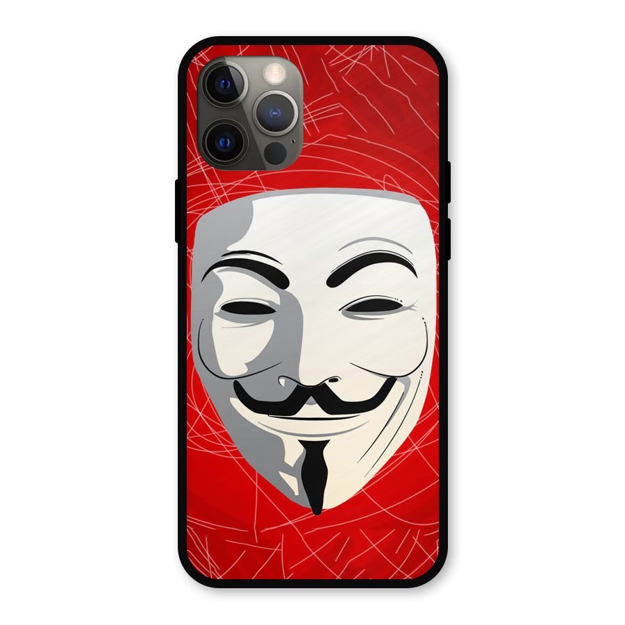 Anonymous Mask Abstract Metal Back Case for iPhone 12 Pro
