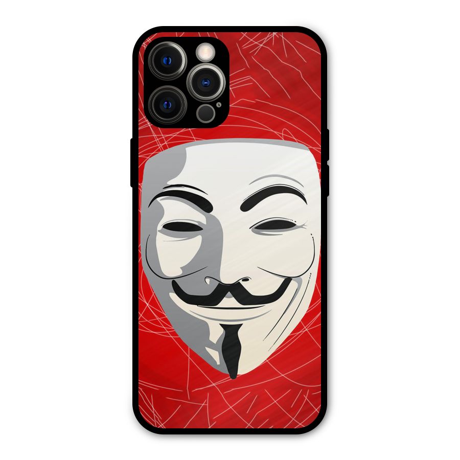 Anonymous Mask Abstract Metal Back Case for iPhone 12 Pro Max