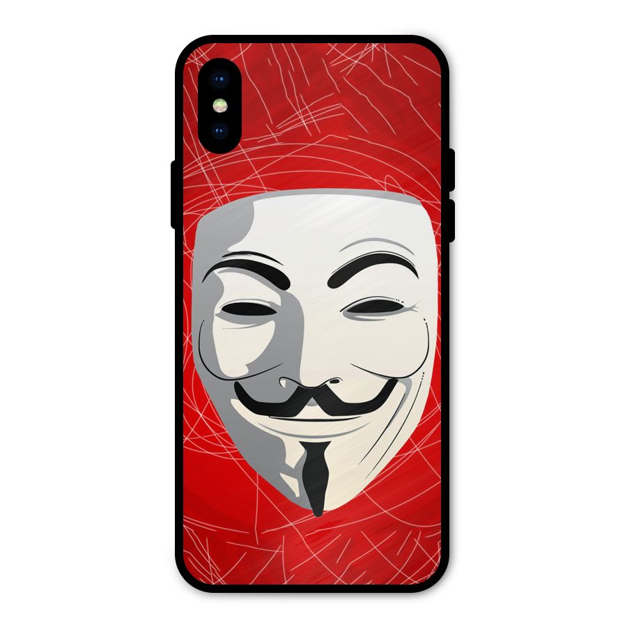Anonymous Mask Abstract Metal Back Case for iPhone XS