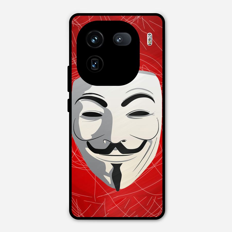 Anonymous Mask Abstract Metal Back Case for iQOO 12