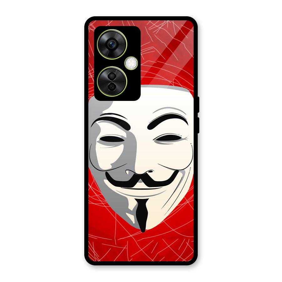 Anonymous Mask Abstract  Glass Back Case for OnePlus Nord CE 3 Lite