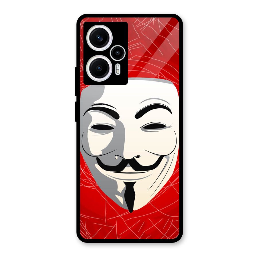 Anonymous Mask Abstract  Glass Back Case for Poco F5