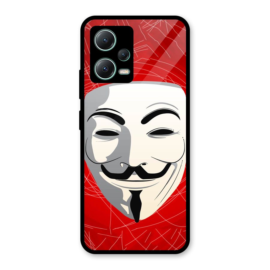 Anonymous Mask Abstract  Glass Back Case for Poco X5