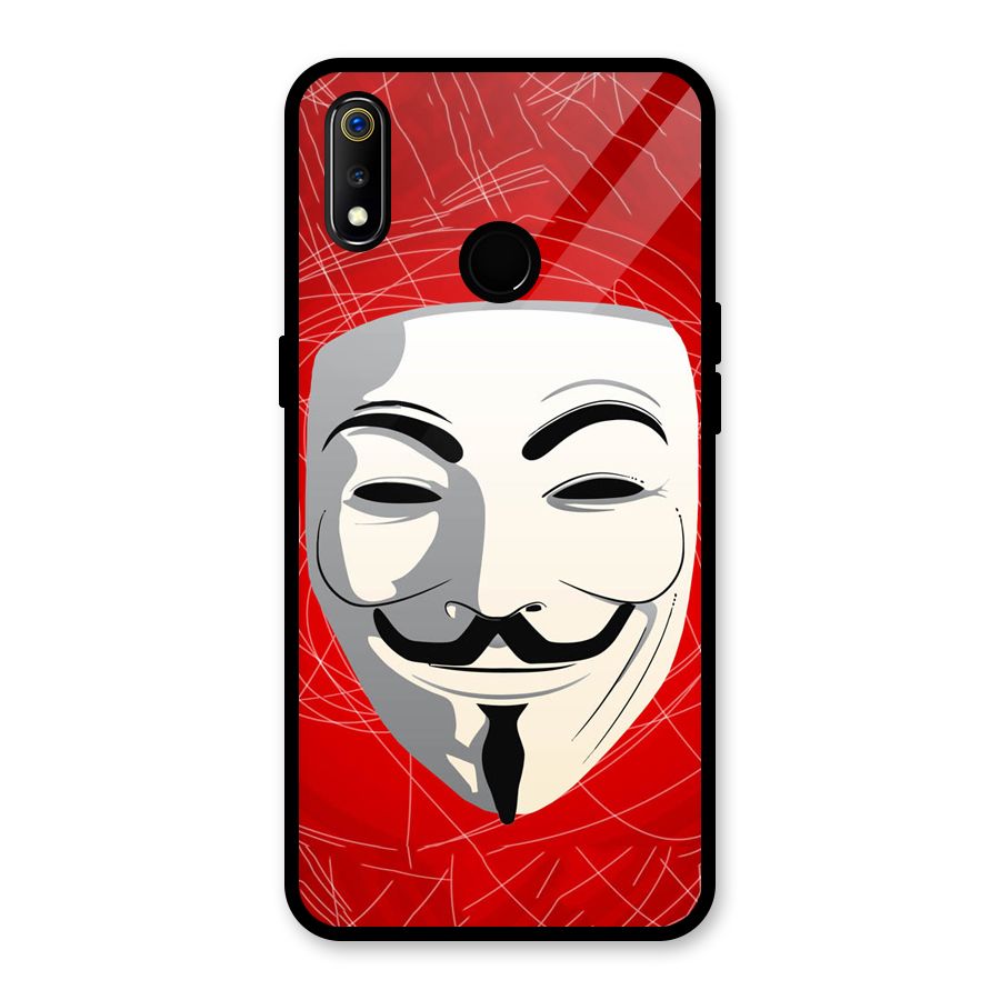 Anonymous Mask Abstract  Glass Back Case for Realme 3i