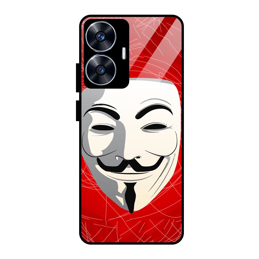 Anonymous Mask Abstract  Glass Back Case for Realme Narzo N55