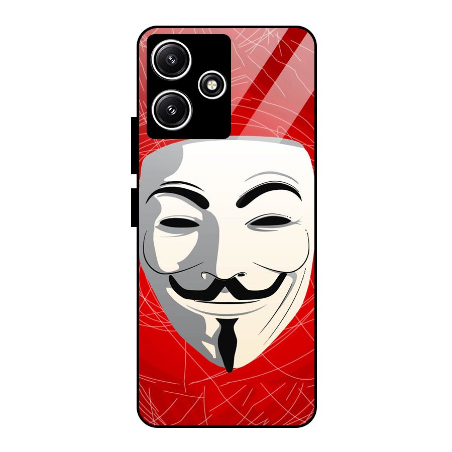 Anonymous Mask Abstract  Glass Back Case for Redmi 12 5G
