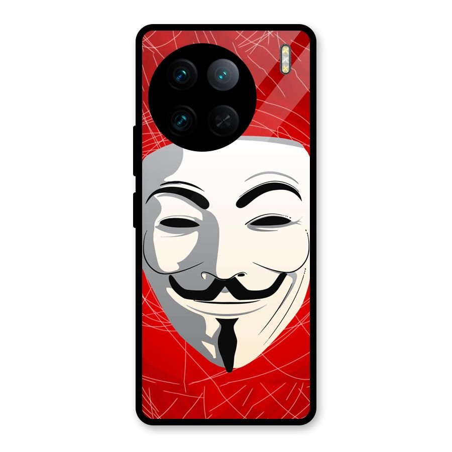 Anonymous Mask Abstract  Glass Back Case for Vivo X90 Pro