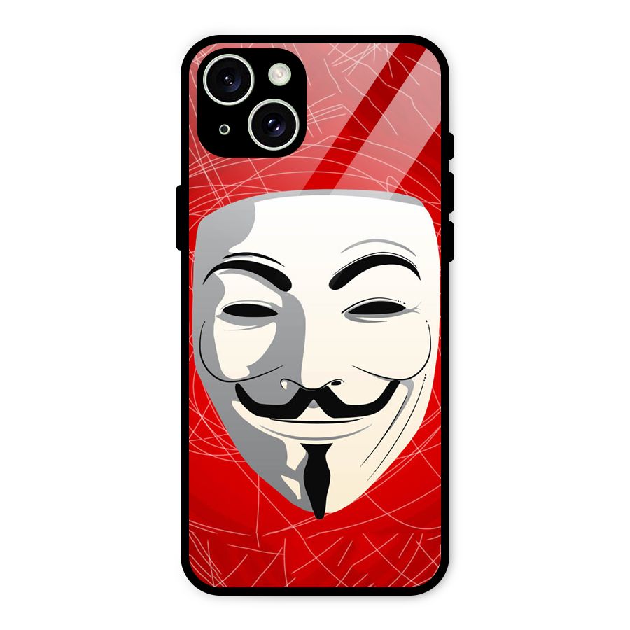 Anonymous Mask Abstract  Glass Back Case for iPhone 15 Plus