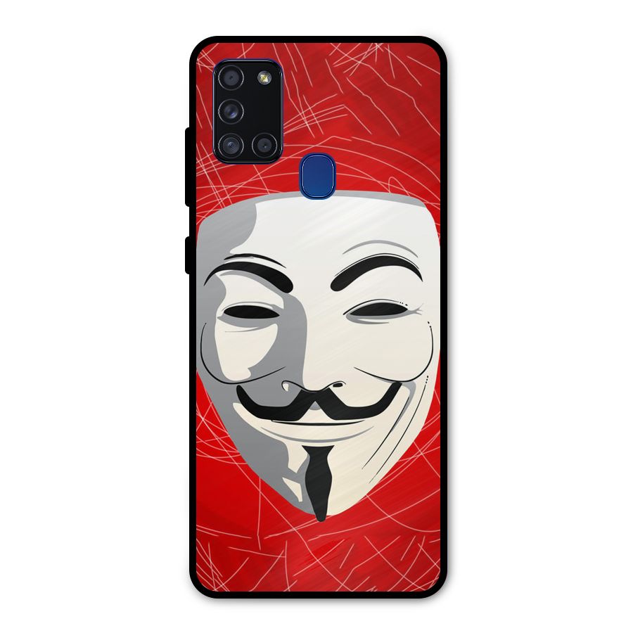 Anonymous Mask Abstract  Metal Back Case for Galaxy A21s