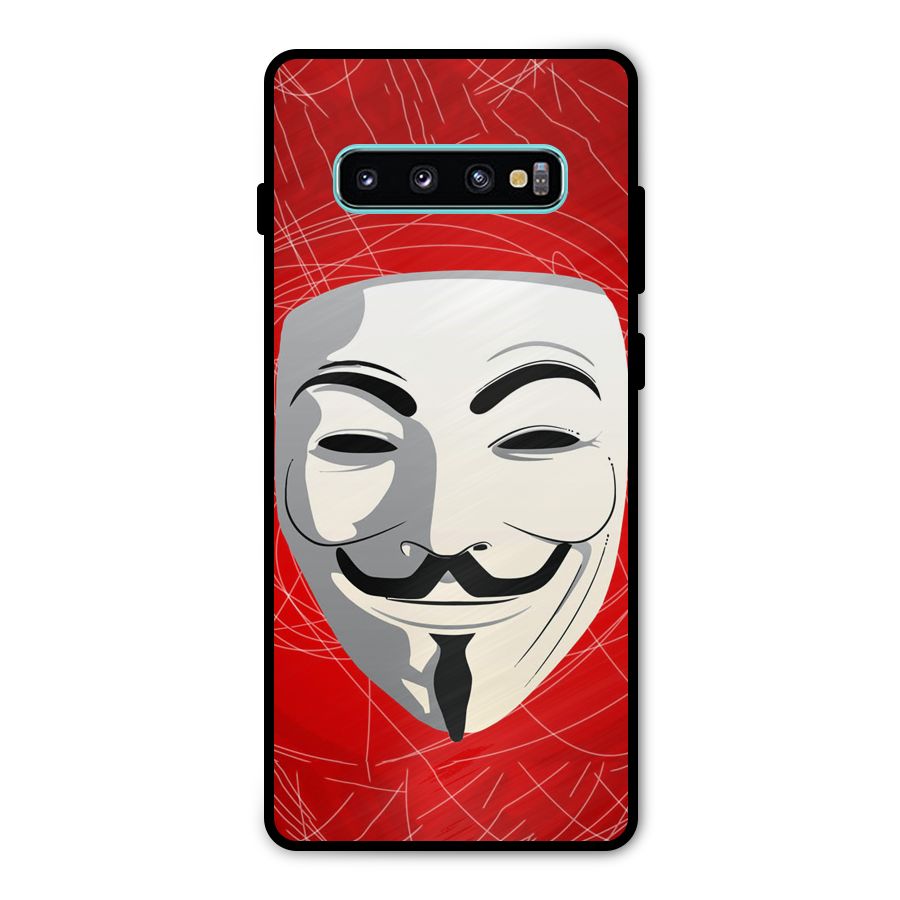 Anonymous Mask Abstract  Metal Back Case for Galaxy S10 Plus