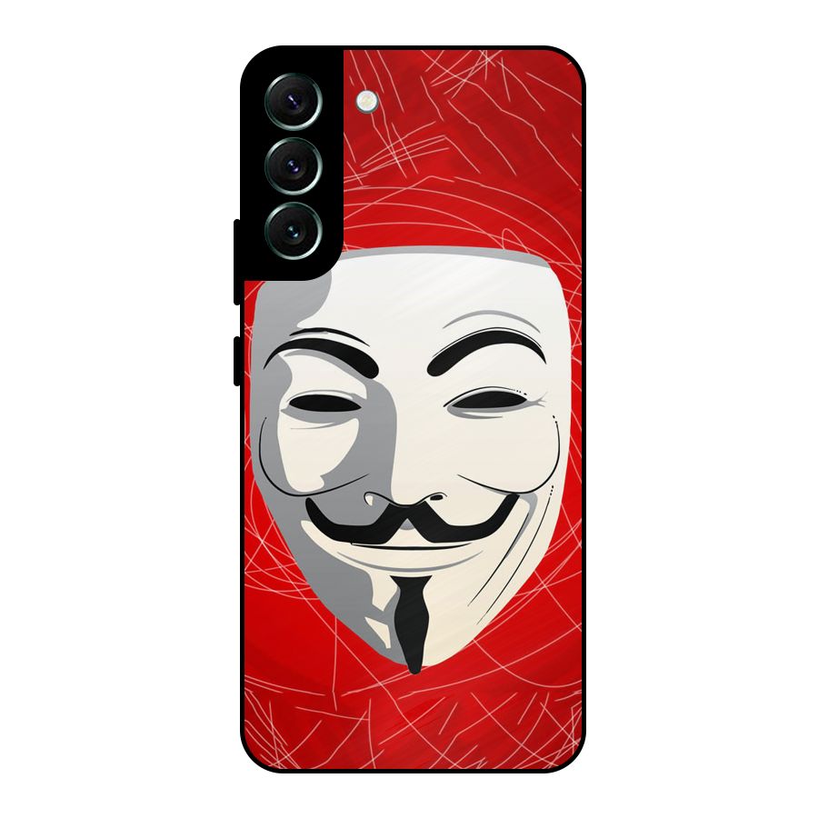 Anonymous Mask Abstract  Metal Back Case for Galaxy S22 Plus 5G