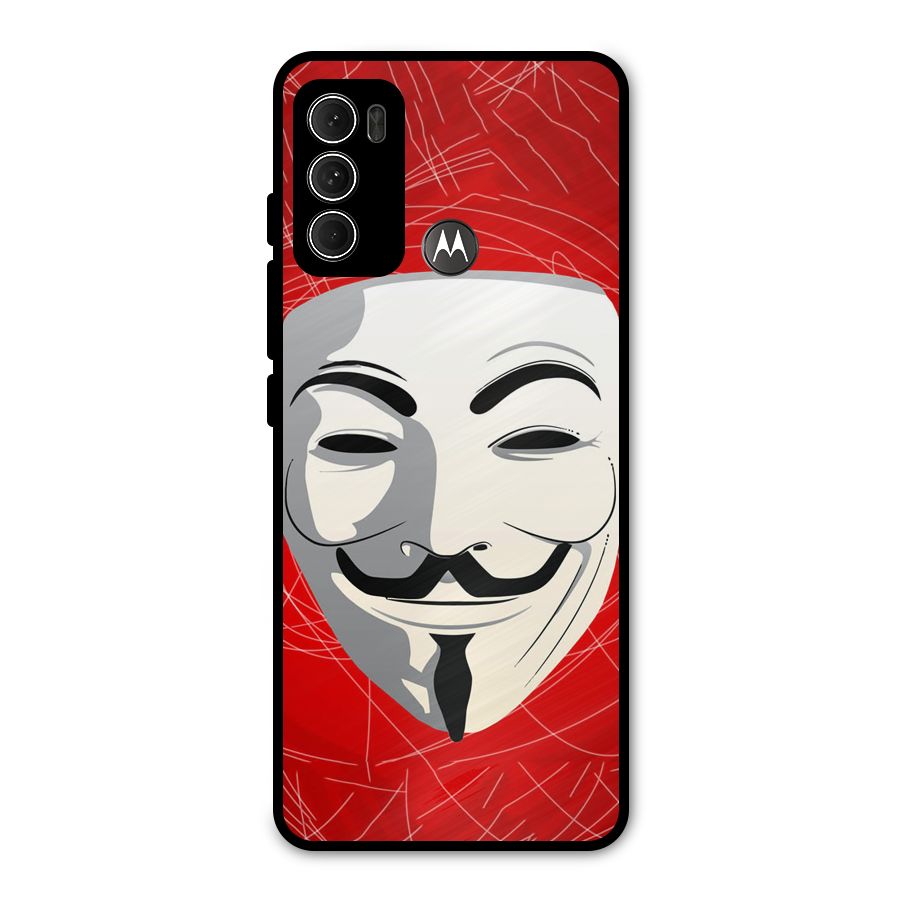 Anonymous Mask Abstract  Metal Back Case for Moto G60