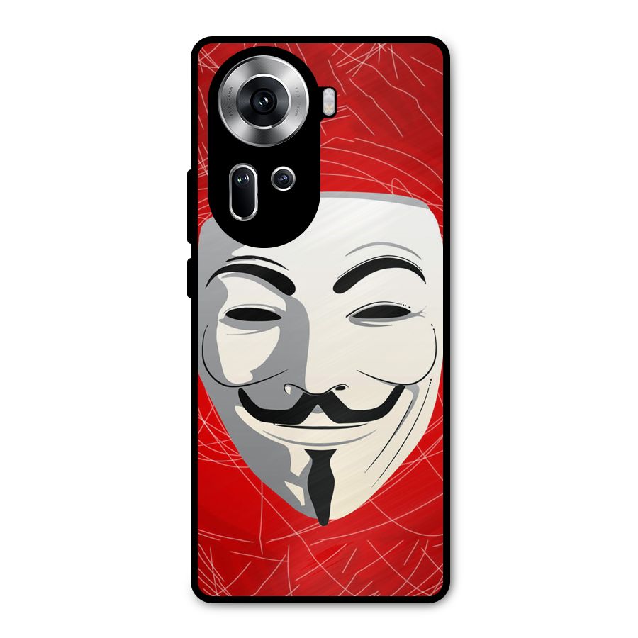Anonymous Mask Abstract  Metal Back Case for Oppo Reno11 5G