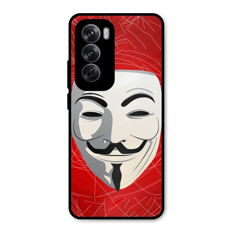 Anonymous Mask Abstract  Metal Back Case for Oppo Reno12 Pro
