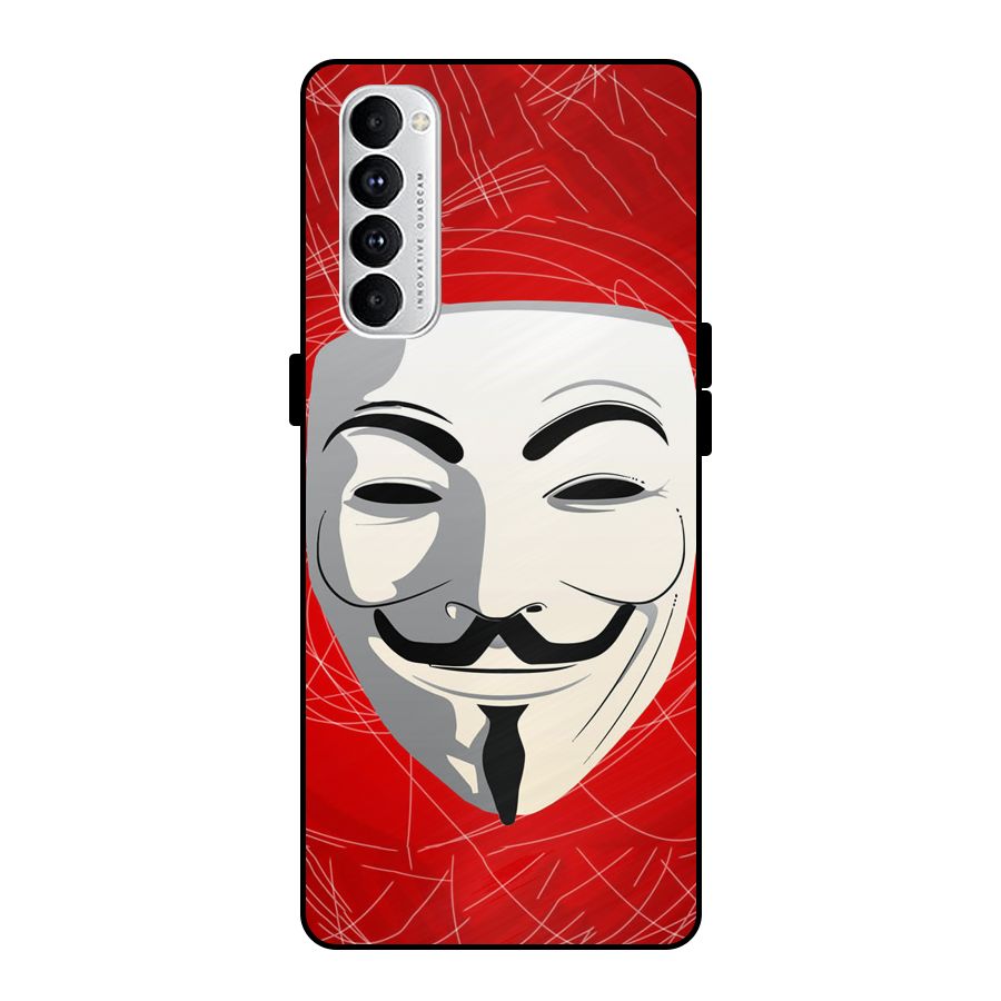 Anonymous Mask Abstract  Metal Back Case for Oppo Reno4 Pro