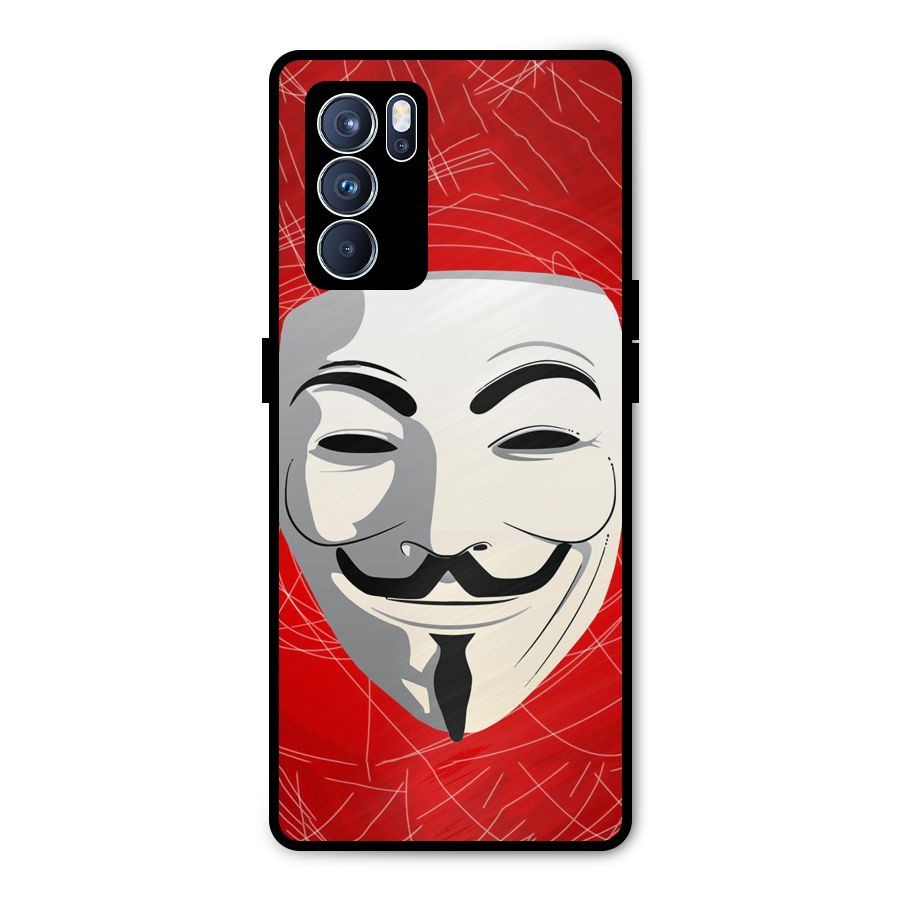 Anonymous Mask Abstract  Metal Back Case for Oppo Reno6 Pro 5G