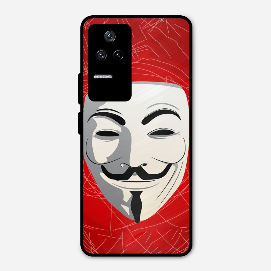 Anonymous Mask Abstract  Metal Back Case for Poco F4 5G