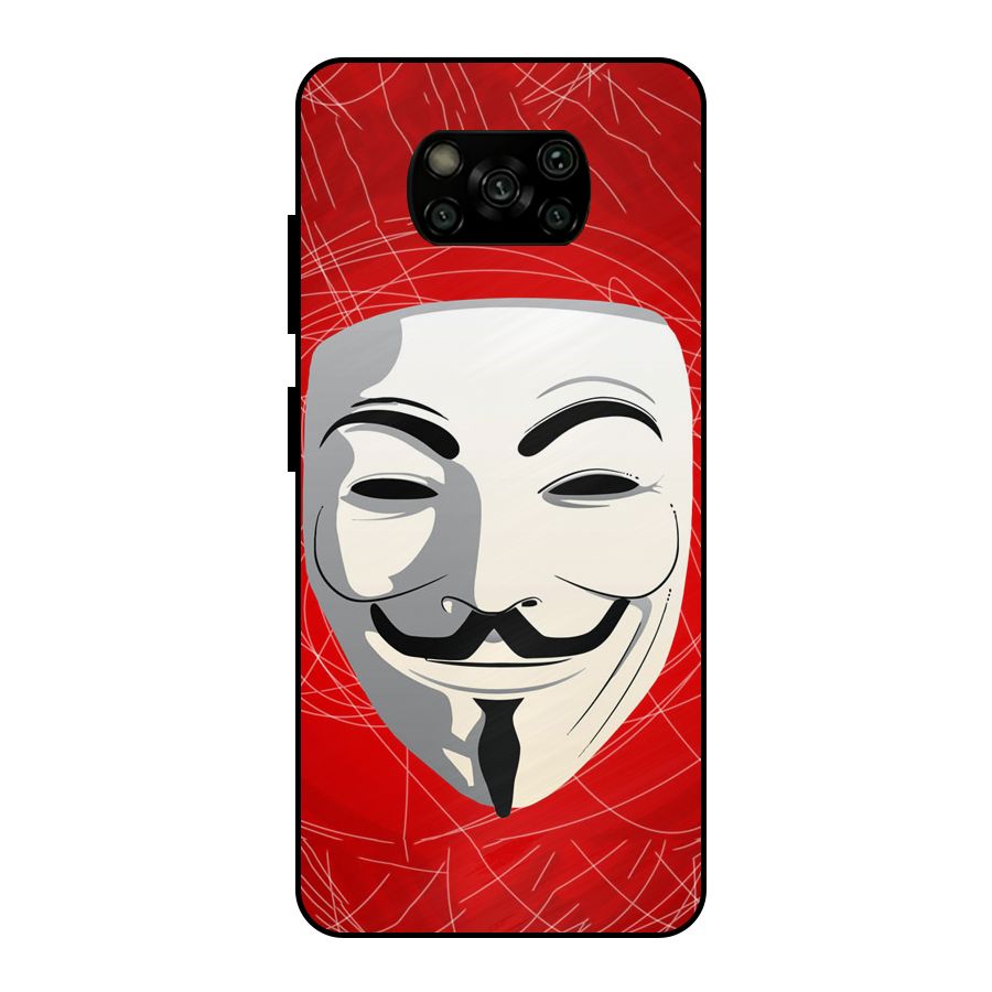 Anonymous Mask Abstract  Metal Back Case for Poco X3