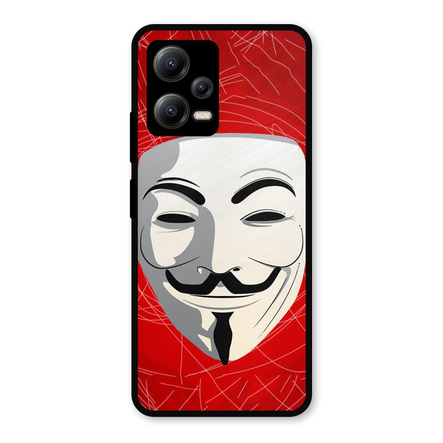 Anonymous Mask Abstract  Metal Back Case for Redmi Note 12 5G