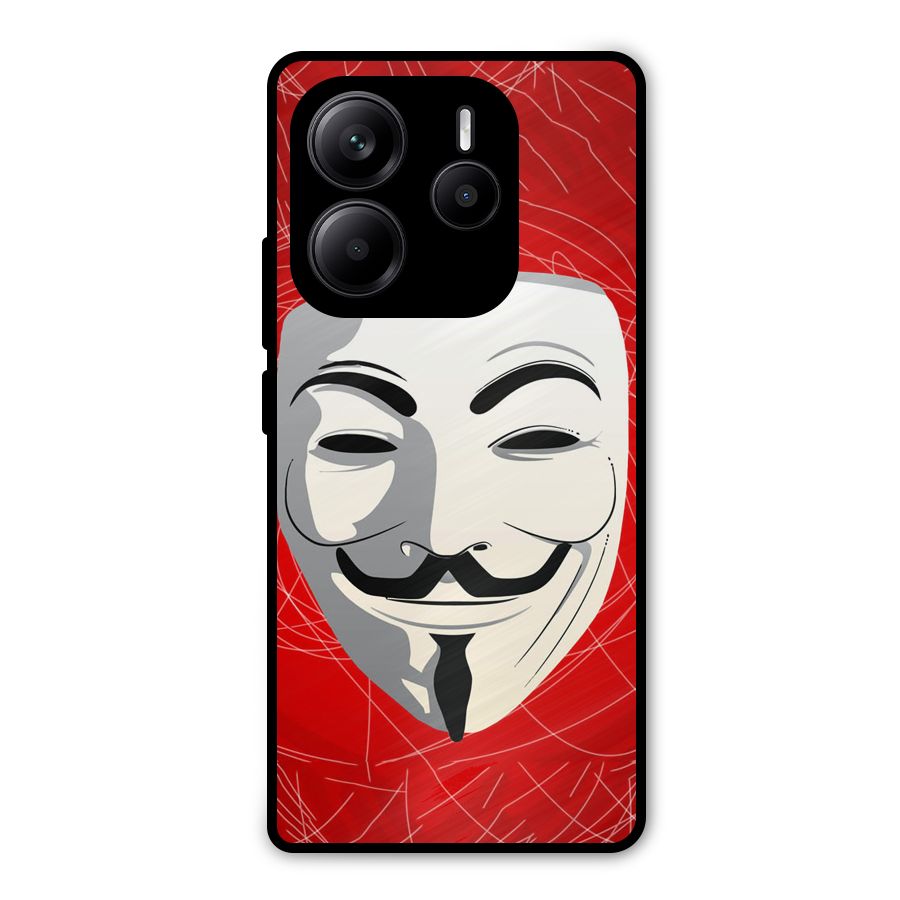 Anonymous Mask Abstract  Metal Back Case for Redmi Note 14 5G