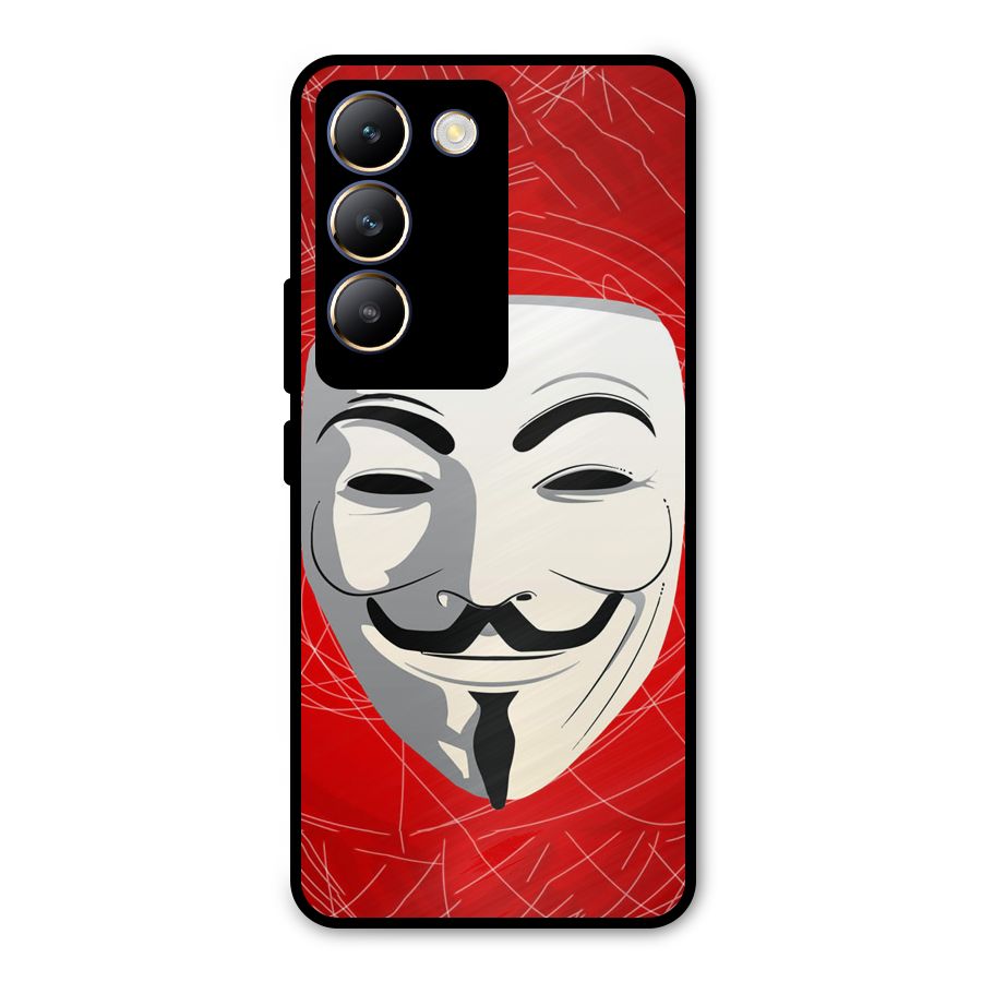 Anonymous Mask Abstract  Metal Back Case for Vivo T3 5G