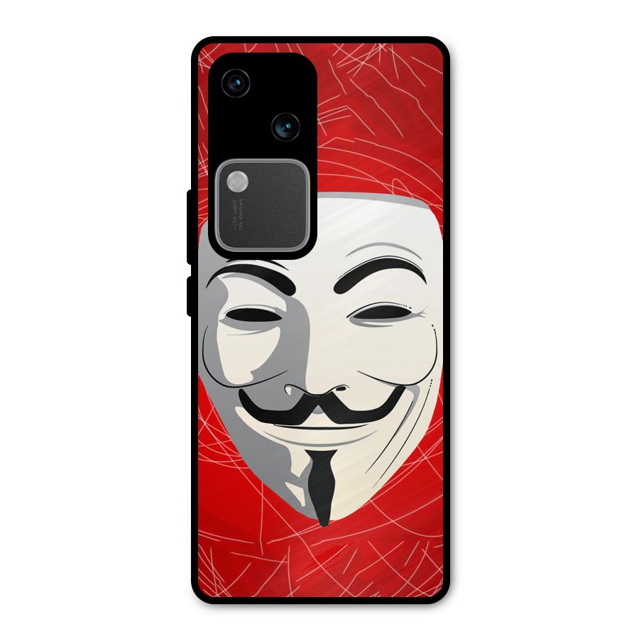 Anonymous Mask Abstract  Metal Back Case for Vivo V30 Pro