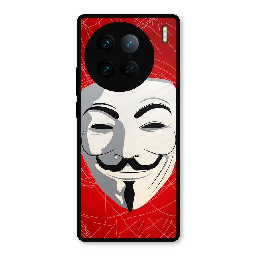 Anonymous Mask Abstract  Metal Back Case for Vivo X90 Pro