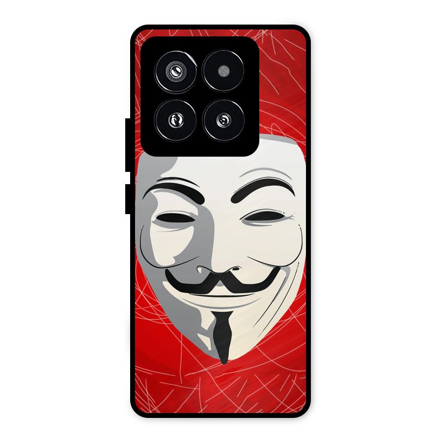 Anonymous Mask Abstract  Metal Back Case for Xiaomi 14 Pro