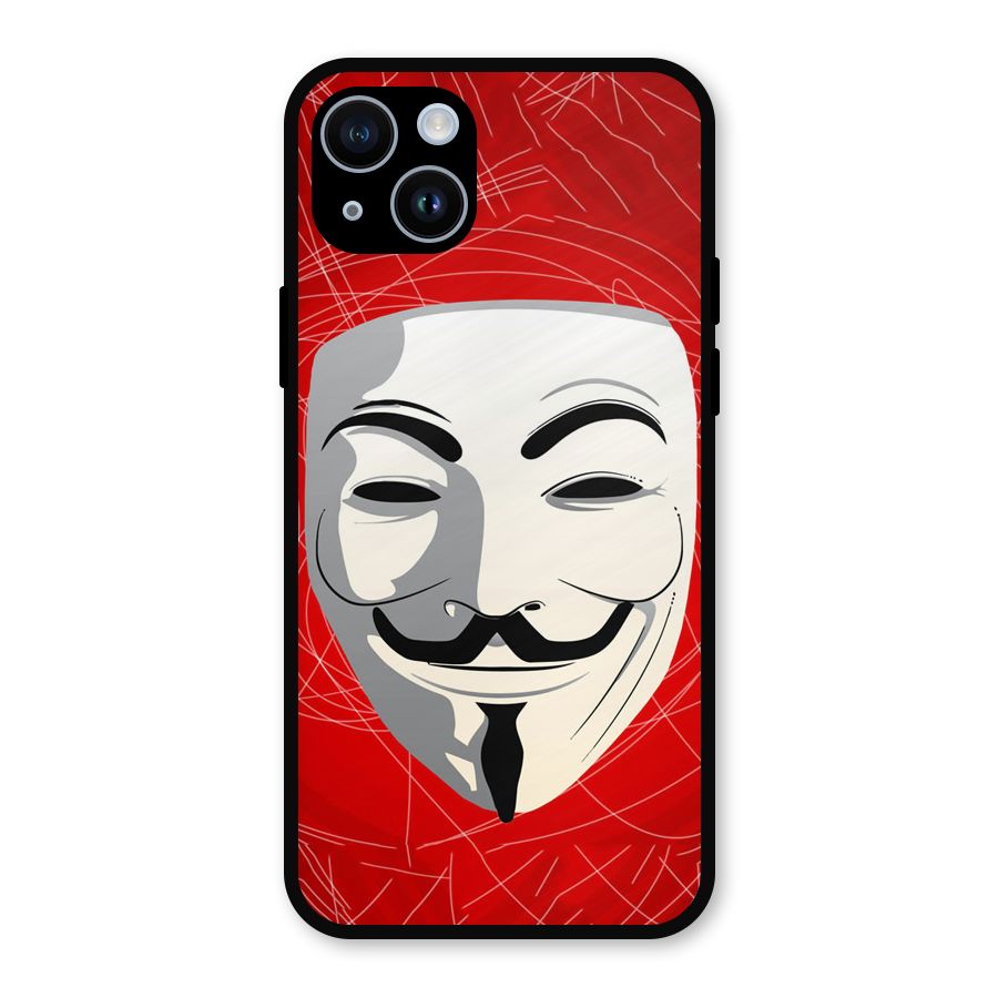 Anonymous Mask Abstract  Metal Back Case for iPhone 14