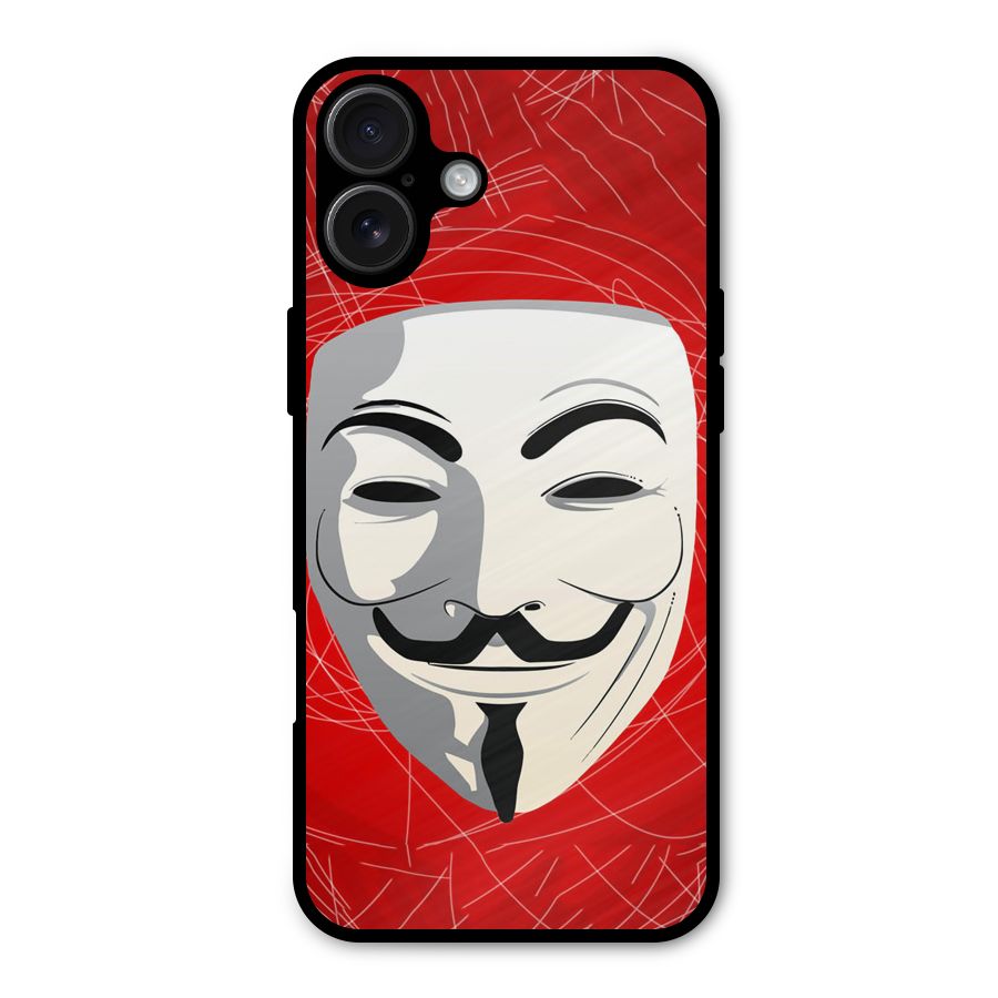 Anonymous Mask Abstract  Metal Back Case for iPhone 16 Plus