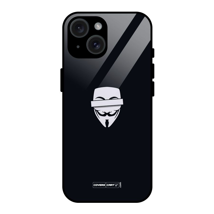 Anonymous Mask Glass Back Case for iPhone 15