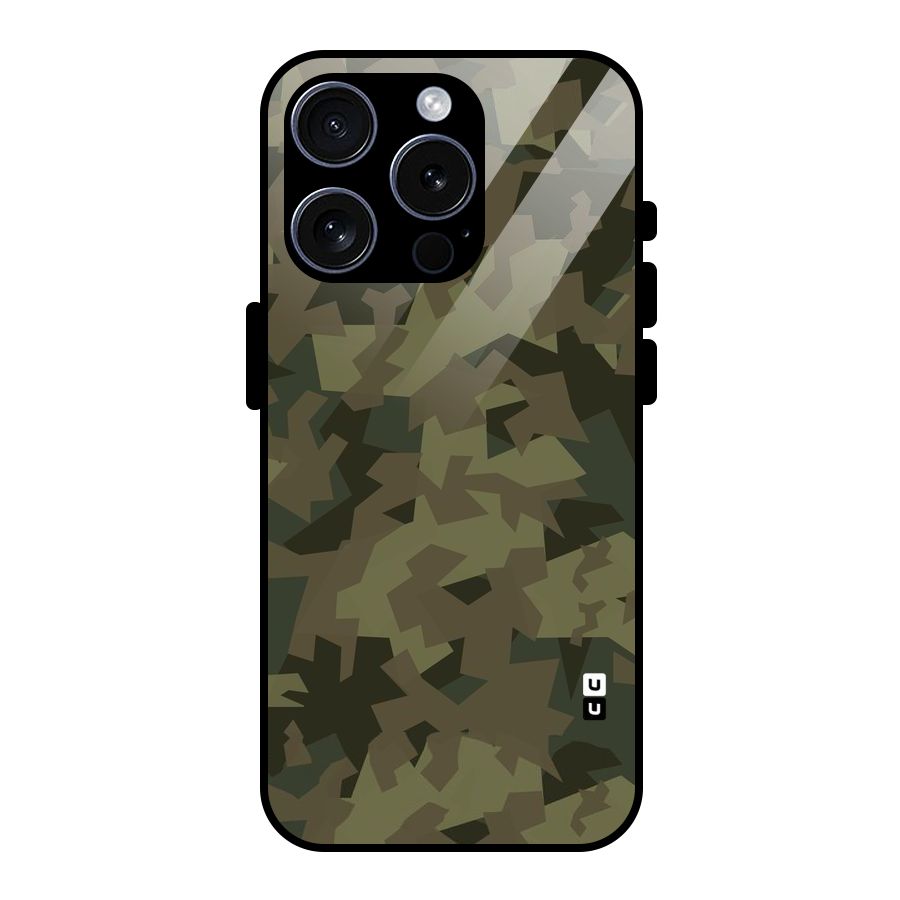 Army Abstract Glass Back Case for iPhone 15 Pro