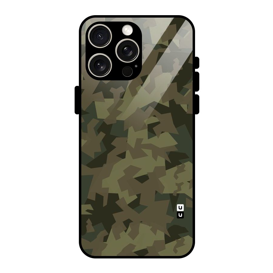 Army Abstract Glass Back Case for iPhone 15 Pro Max