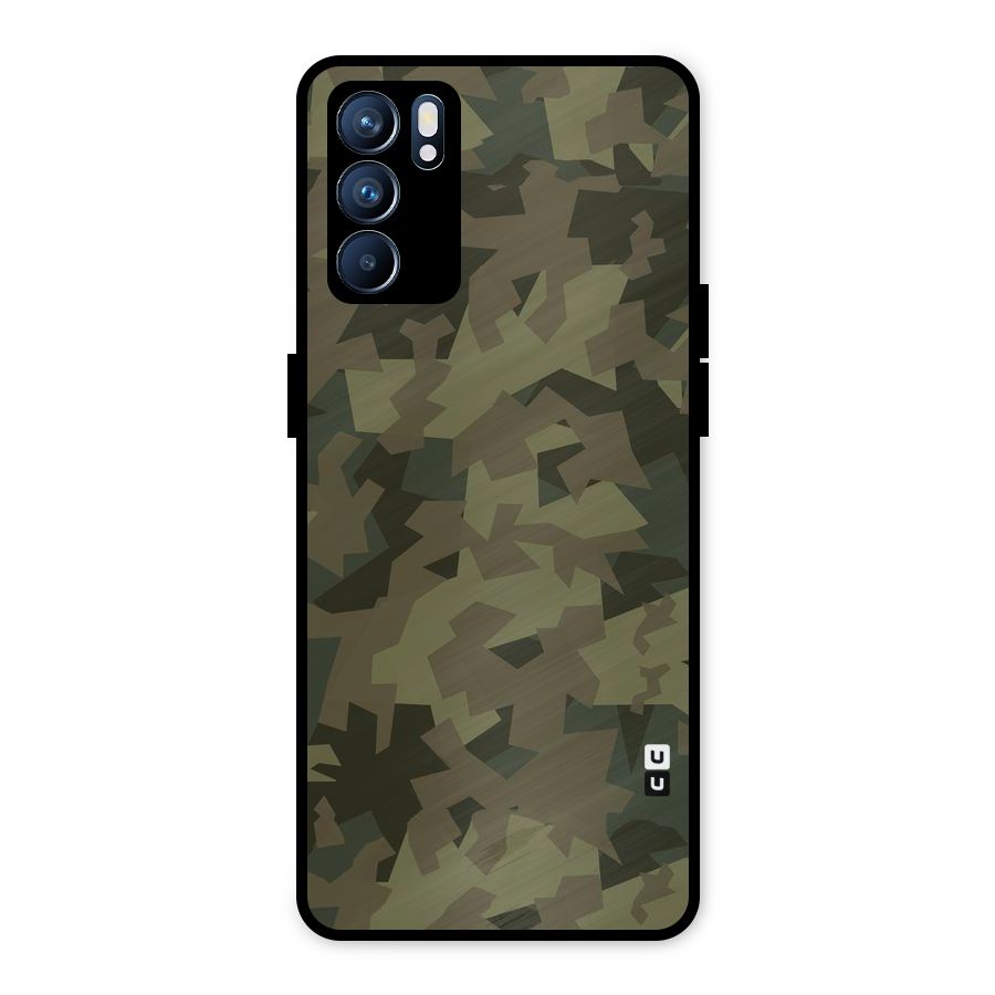 Army Abstract Metal Back Case for Oppo Reno6 5G
