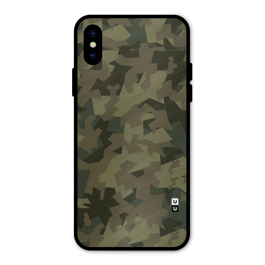 Army Abstract Metal Back Case for iPhone XS